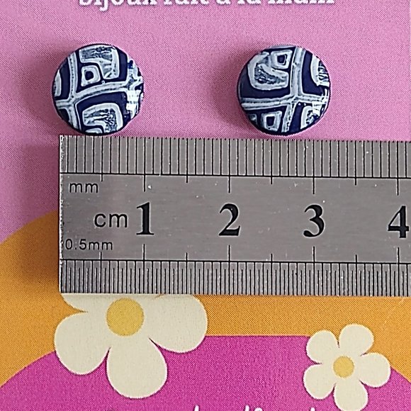 Handmade blue polymer clay earrings. Boucles d'oreilles fait à la main - Picture 7 of 7